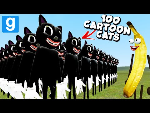 100 CARTOON CATS VS 1… BANANA?! (Garry's Mod Sandbox) | JustJoeKing