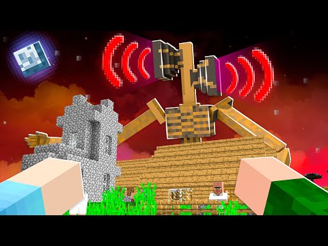 AMIGOS PROTEGEM A VILA DO ATAQUE DO SIREN HEAD NO MINECRAFT!