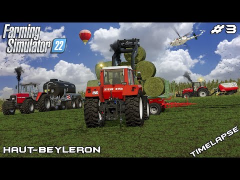 Baling HAY bales and spreading SLURRY | Animals on Haut-Beyleron | Farming Simulator 22 | Episode 3