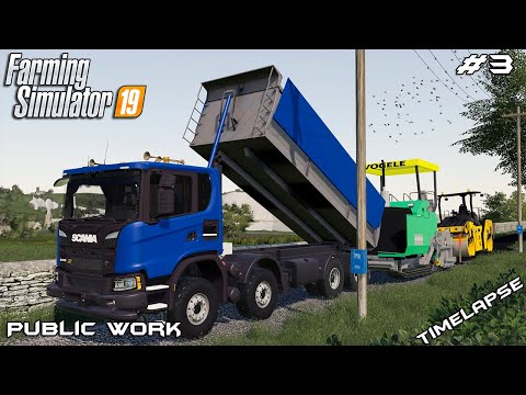 Building broken road(asphalting) | Public Work Sandy Bay | Farming Simulator 19 | Episode 3