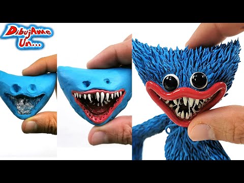Como hacer a HUGGY WUGGY de Poppy Playtime Escultura Plastilina || How to Huggy wuggy | DibujAme Un