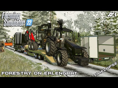 Cutting and transporting WOOD in the SNOW | Forestry on ERLENGRAT | Farming Simulator 22 | Episode 1