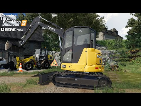 Deere 50G Excavator Cleaning the basin | Farming Simulator 19