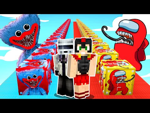 DESAFÍO de LUCKY BLOCK de POPPY PLAYTIME vs AMONG US IMPOSTOR😱😂 CARRERA DE LUCKY BLOCKS MINECRAFT
