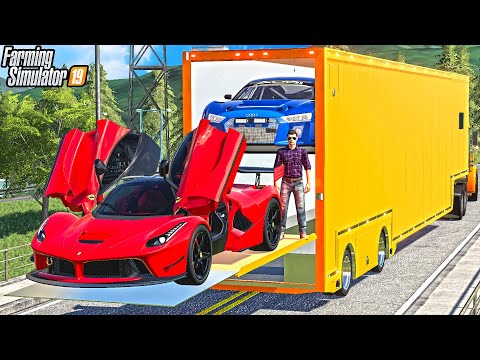 DOUBLE DECKER LUXURY CAR TRAILER | DELIVERING CARS | FARMING SIMULATOR 2019