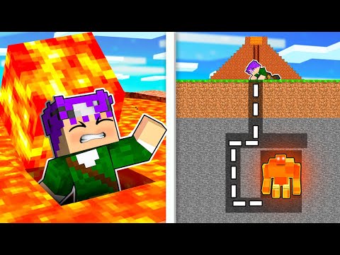 ENCONTREI UM TESOURO NO ESCONDERIJO SECRETO DO VULCÃO NO MINECRAFT!!