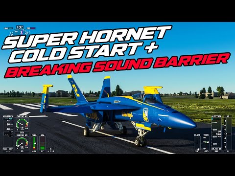 F/A-18 Engine Crank/Cold Start and breaking the sound barrier (Microsoft Flight Simulator 2020)