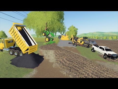 Farmer destroys road after falling asleep | Farming Simulator 19 construction
