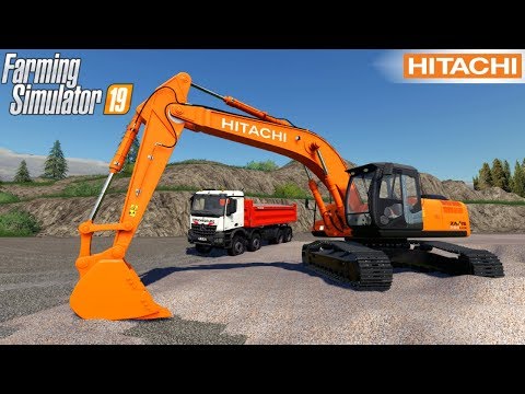 Farming Simulator 19 – HITACHI ZX290LC Excavator Loads Gravel Into a Dump Truck