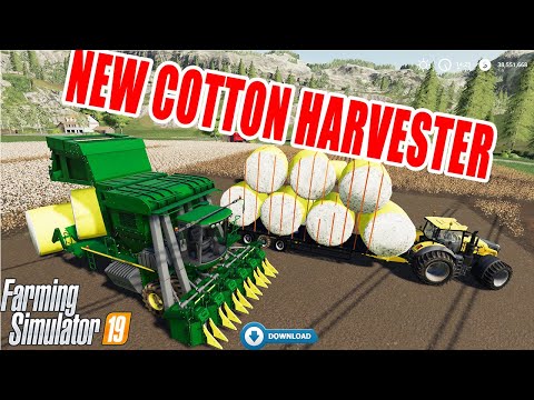 Farming Simulator 19: NEW COTTON HARVESTER!! JOHN DEERE BALER MOD!