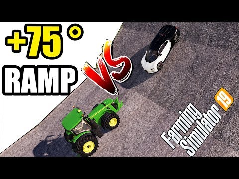 Farming Simulator 19 : TRACTORS vs CARS | +75 DEGREE RAMP CLIMBING !!!