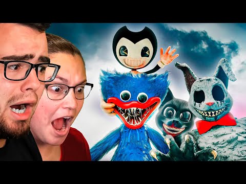 GIRLFRIEND Reacting to HUGGY WUGGY vs CARTOON CAT vs BENDY vs MR HOPPS