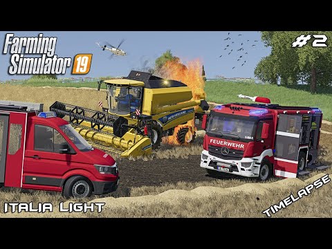 Harvesting rye and New Holland caught fire | Animals on Italia | Farming Simulator 19 | Episode 2