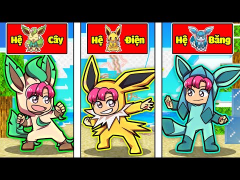 HIHA EM BÉ EEVEE NÂNG CẤP HỆ CÂY ĐIỆN VÀ BĂNG TRONG MINECRAFT*EM BÉ EEVEE POKEMON TẬP 2 😍🤩