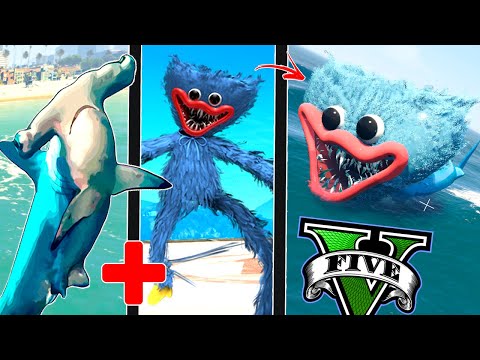 HUGGY WUGGY + TUBARÃO = MEGALODON HUGGY WUGGY no GTA 5 ! ( GTA V Mods )