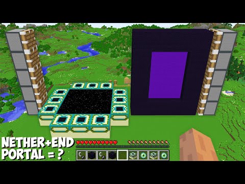 I can COMBINE BIGGEST NETHER and END PORTAL OF 1000 BLOCKS in Minecraft ! NETHER + END PORTAL = ????