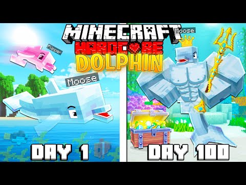 I Survived 100 Days as a DOLPHIN in HARDCORE Minecraft! #TeamSeas