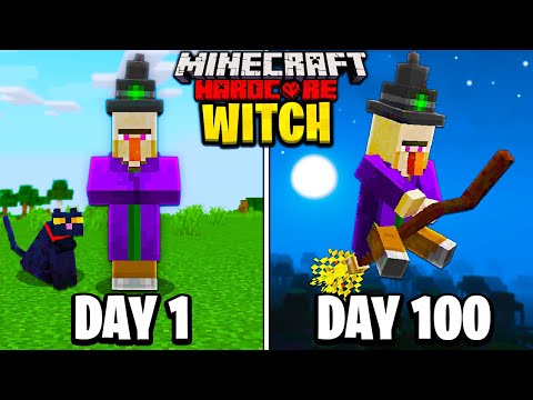 I Survived 100 Days as a WITCH in Hardcore Minecraft…