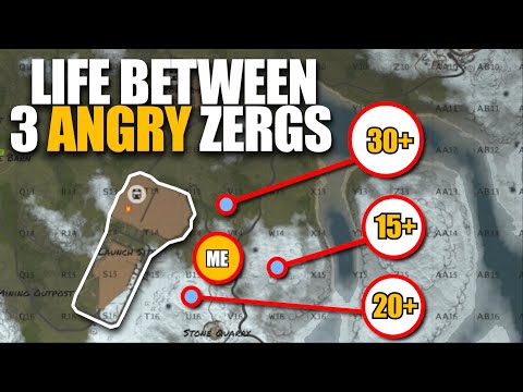 LIVING IN THE MIDDLE of 3 ANGRY ZERGS | Rust Solo Survival (2 of 4)
