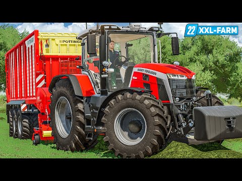 LS22 XXL Farm #3: Gras einfahren mit dem MASSEY FERGUSON 8S und KEILSILOBAU!  | FARMING SIMULATOR 22