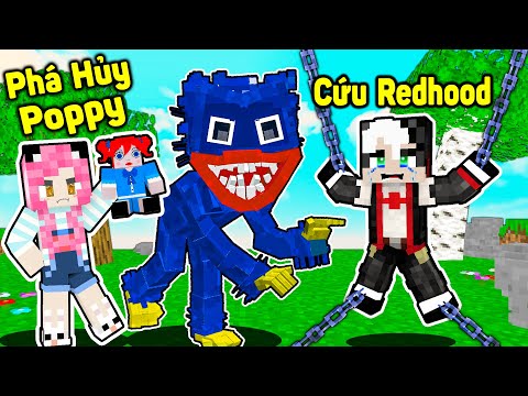 MỀU THỬ THÁCH 24 GIỜ TRỐN KHỎI NHÀ TÙ POPPY TRONG MINECRAFT*REDHOOD LÀM BẢO VỆ NHÀ MÁY HUGGY WUGGY