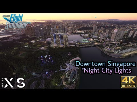 Microsoft Flight Simulator "Downtown Singapore"[4K] (Night City Lights) Xbox Series X Gameplay