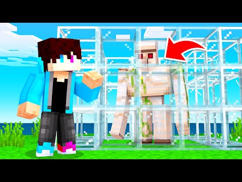 Mijn IRON GOLEM OPSLUITEN In Een AQUARIUM In MINECRAFT! (Raft)