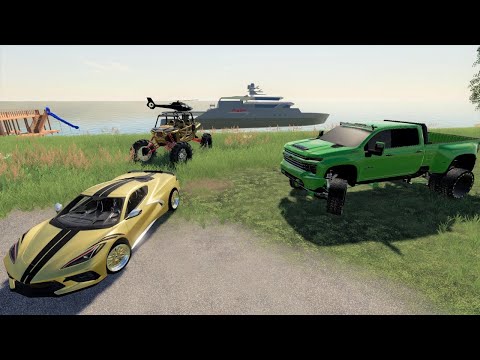 Millionaire plays with expensive cars on private beach | Farming Simulator 19