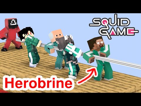 Monster School : SQUID GAME GREEN LIGHT RED LIGHT – HEROBRINE SAD STORY – Minecraft Animation