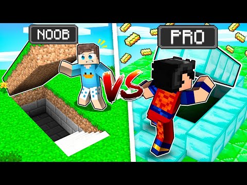 NOOB VS PRO: CONSTRUA BASE 100% SECRETA NO MINECRAFT!! (QUEM GANHOU?)