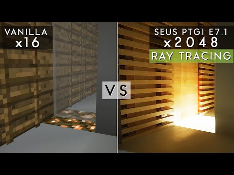 Photorealistic 2K textures + New SEUS E7.1 Ray Tracing VS vanilla Minecraft Graphics Comparison [4K]