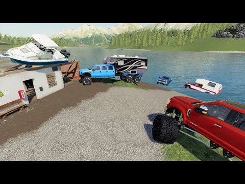 Rescuing campers from flooded island | Farming Simulator 19 camping and mudding