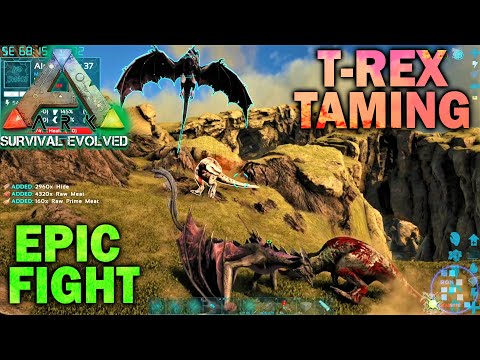 RON Got Into Fight With Alpha T-REX During Taming | ARK : Survival Evolved