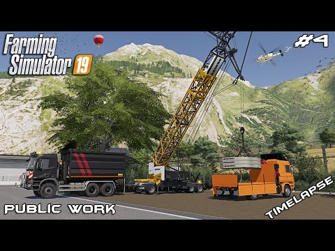 Setting up big LIEBHERR 81K crane | Public Work | Farming Simulator 19 | Episode 4