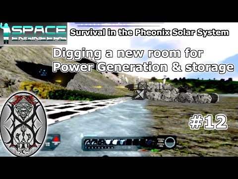 Space Engineers Survival in The Pheonix Solar System –  Ep12 Drilling a room in the hill for power!