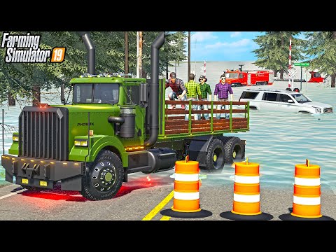 "STRANDED" FLOOD WATER RESCUE (MILITARY FLATBED) | FARMING SIMULATOR 2019