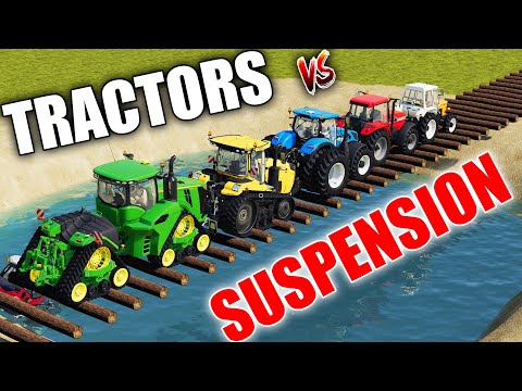 TRACTORS vs SUSPENSION vs LOG BRIDGE !!! WHICH YOUR FAVOURITE TRACTOR ? Farming Simulator 19