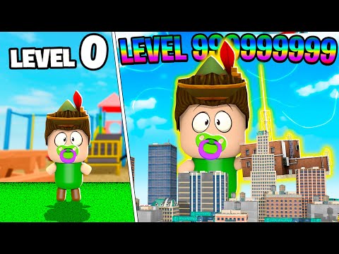 VIREI O BEBÊ MAIS FORTE DO ROBLOX!! FIQUEI GIGANTE!! (Be a Baby Simulator)