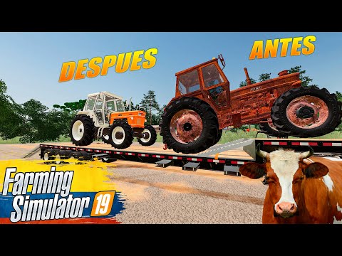 YA TENEMOS TRACTOR RESTAURADO (FARMING SIMULATOR 19)LLEVANDO TODO EN CAMA BAJA T800