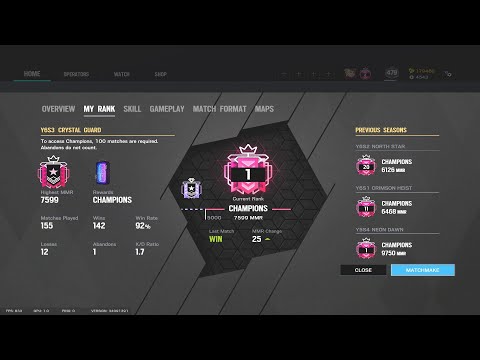 92% winrate in #1 Champion Elo – Rainbow Six Siege