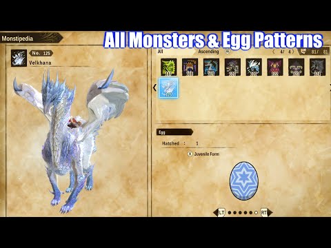 MHS2 All Monsters & Monstie Egg Patterns (Monstipedia) – Monster Hunter Stories 2