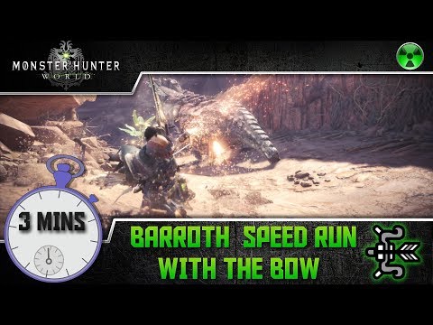 Monster Hunter World 🏹 Barroth Speedrun 3 Mins Kill w/ Bow