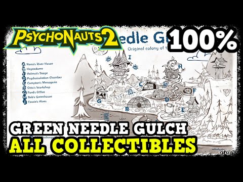 Psychonauts 2 Green Needle Gulch All Collectible Locations (PSI Cards & Markers, Supply Chests & Key