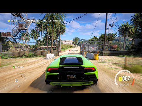 The First 10 Minutes of Forza Horizon 5 in 4K – Concept Gameplay using GTA 5 Mods