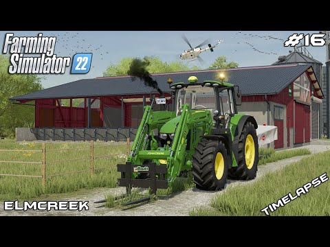 Building COW BARN and mowing GRASS and HAY | Elmcreek | Farming Simulator 22 | Episode 16