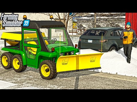 BURIED THEM IN SNOW! SIDEWALK SNOW PLOW | FARMING SIMULATOR 22