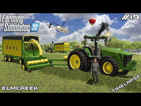 GRASS silage harvest with MrsTheCamPeR & John Deeres | Elmcreek | Farming Simulator 22 | Episode 19