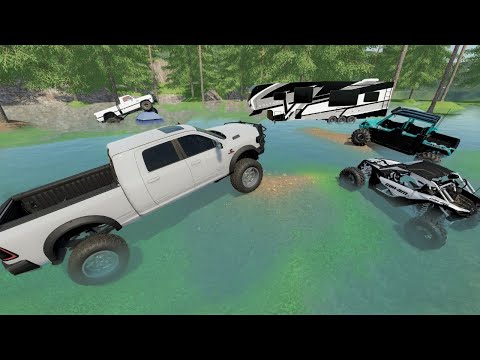 Huge storm floods our camp | Camping and mudding | Farming Simulator 22