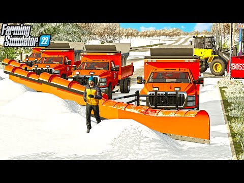 HUGE WINTER SNOW STORM! (24" DEEP) | CITY PLOW TRUCKS | FARMING SIMULATOR 22