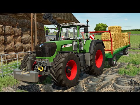 Loading straw bales & Cultivating in United Kingdom – Farming Simulator 22